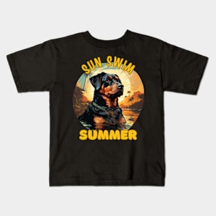 The Rottweiler Dog's Vacation. Sun Swim Summer. Kids T-Shirt